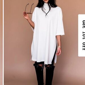 Dressed in LALA Icon Mock Neck Top in White